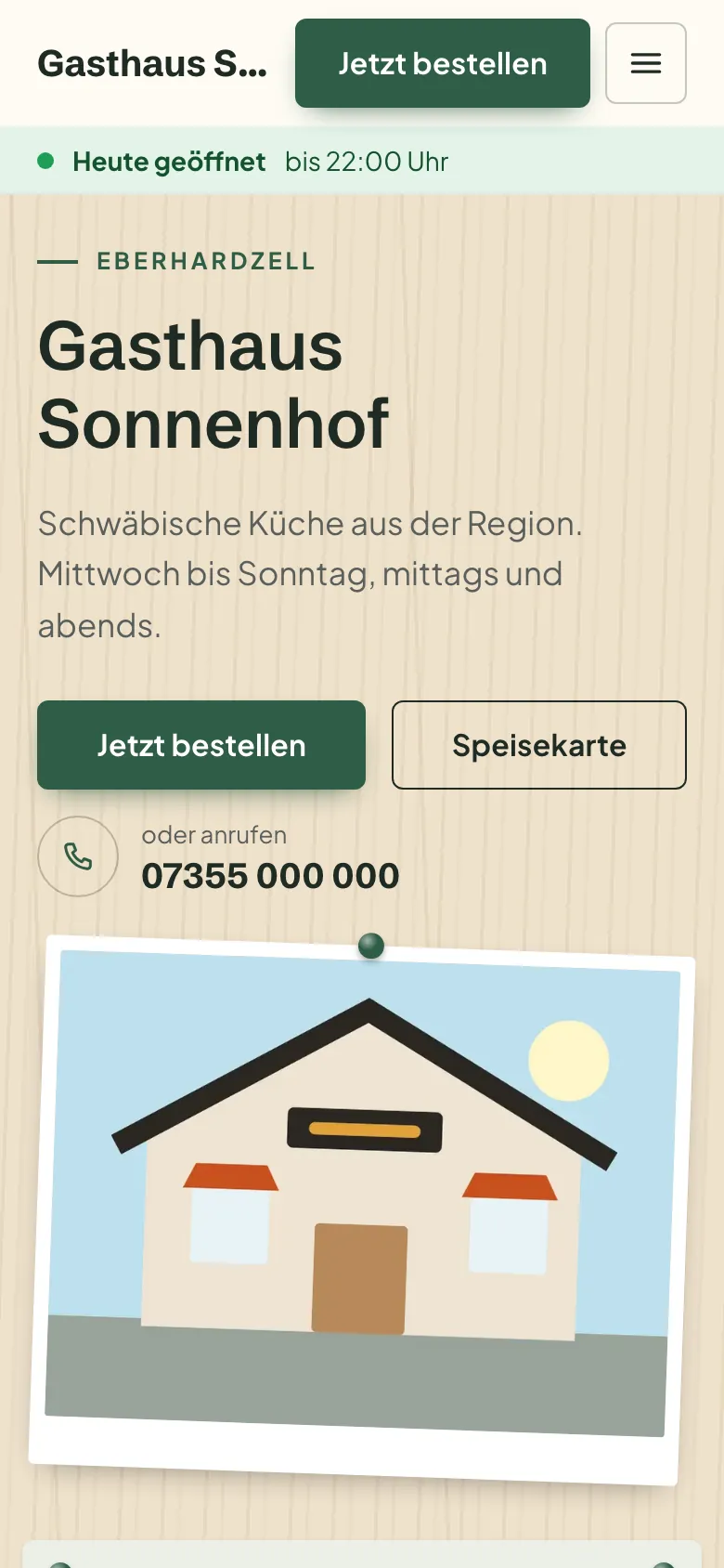 Website des Gasthaus Sonnenhof im Stil Gasthaus am Handy