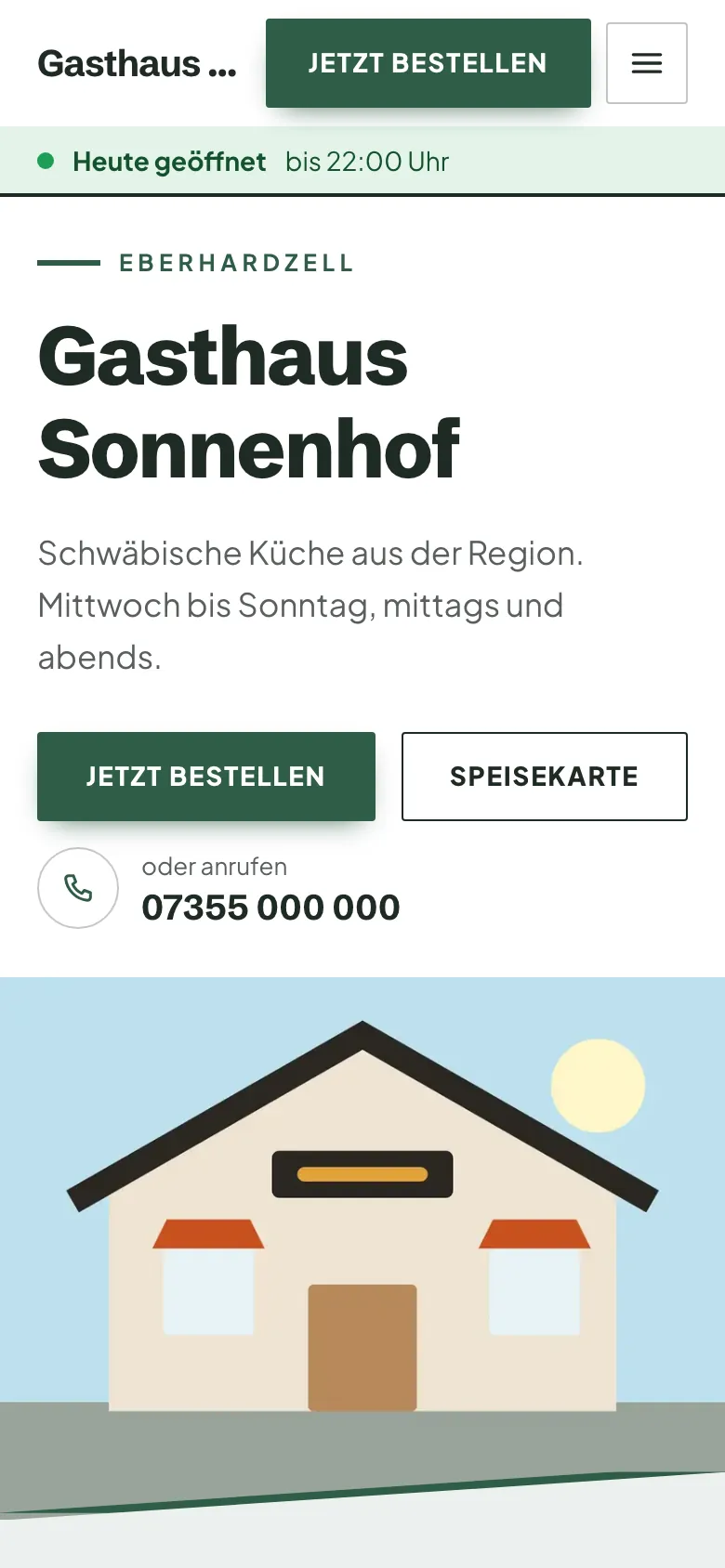 Website des Gasthaus Sonnenhof im Stil Modern am Handy